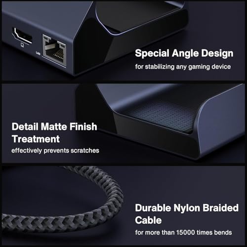 iVANKY 8-in-1 Steam Deck Dock for ASUS ROG Ally X/Legion Go/MSI Claw | 4K@144Hz Docking Station, ROG Alloy/Valve Stream Deck OLED Hub, HDMI 2.1, 1Gbps Ethernet, 3*USB-A 3.0, 100W Charge - color: Midnight Blue