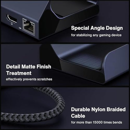 iVANKY 8-in-1 Steam Deck Dock for ASUS ROG Ally X/Legion Go/MSI Claw | 4K@144Hz Docking Station, ROG Alloy/Valve Stream Deck OLED Hub, HDMI 2.1, 1Gbps Ethernet, 3*USB-A 3.0, 100W Charge - color: Midnight Blue