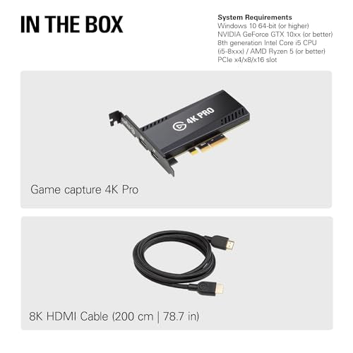 Elgato 4K Pro Internal Capture Card, 8K60 Passthrough | 4K60 HDR10 capture, HDMI 2.1, Up to 1080p240 recording, VRR support, Ultra-low latency, Dual PC setup compatible