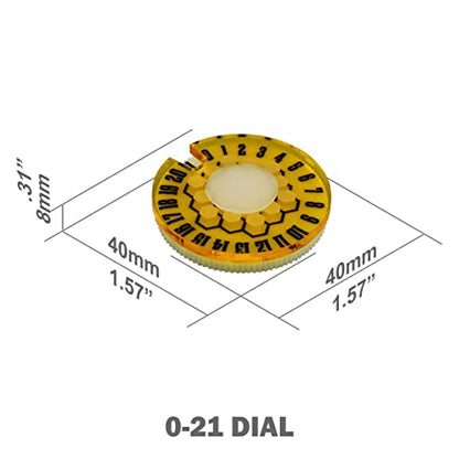 LITKO Life Counter Dial 0-21 | Compatible with MTG & D&D | Yellow | Single 40mm round | Transparent, laser-engraved Honeycomb pattern | Tracks HP, health & resources | No assembly, ready to use - color: Transparent Yellow