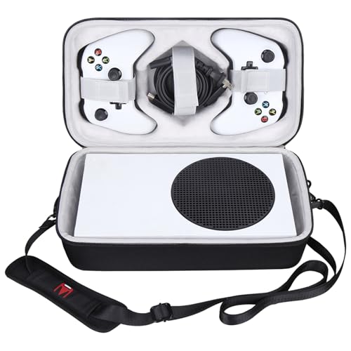Mchoi Hard Carrying Case Fits for Xbox Series S Game Console Travel Storage Bag for Wireless Controllers and Accessories, Case only, Black&Grey - color: Black, Grey