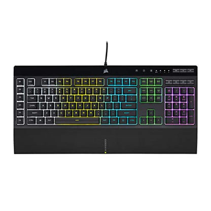 Corsair K55 RGB PRO Membrane Wired Gaming Keyboard – IP42 Dust and Spill-Resistant – 6 Macro Keys with Elgato Integration – iCUE Compatible – QWERTY NA – PC, Mac, Xbox – Black