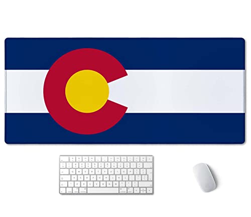 SSOIU Extended Gaming Mouse Pad Mat Large Desk Mat Non Slip Rubber Base Computer Desktop Laptop Keyboard Mouse Mat Stitched Edges, 35.5x15.7 in XXL Waterproof Mousepad for Work Game, Colorado Flag - color: Colorado Flag