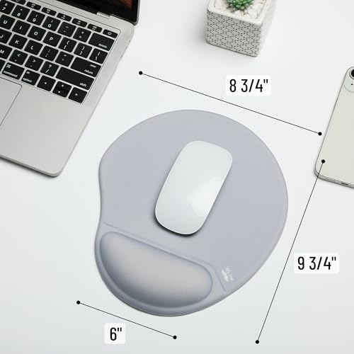 Mr. Pen- Ergonomic Mouse Pad with Wrist Rest | Light Gray Breathable Fabric with Memory Foam Cushion, Non-Slip Rubber Base, Gel Mouse Pad with Wrist Support - color: Light Gray