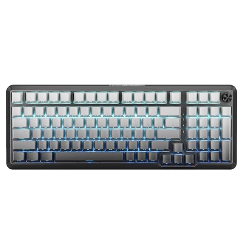 Redragon K688SP-RGB-PRO 96% Three-Mode Mechanical Keyboard Gasket Structure RGB hot Plug 8000mAh with knob Black and Gray Gradient Side Engraved keycaps - color: Gray Gradient