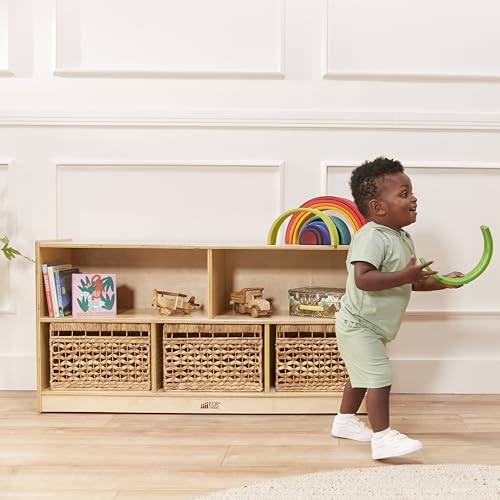 ECR4Kids 5-Compartment Mobile Storage Cabinet, Toddler, Classroom Furniture, Natural - color: Natural