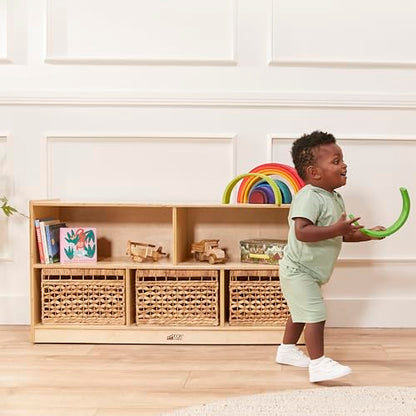 ECR4Kids 5-Compartment Mobile Storage Cabinet, Toddler, Classroom Furniture, Natural - color: Natural