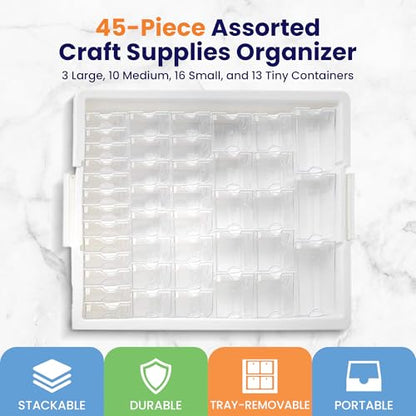 Darice Elizabeth Ward 45 Piece Assorted Portable Diamond Painting Storage and Bead Organizer with 42 Variable Sized Containers - style: 45-Piece