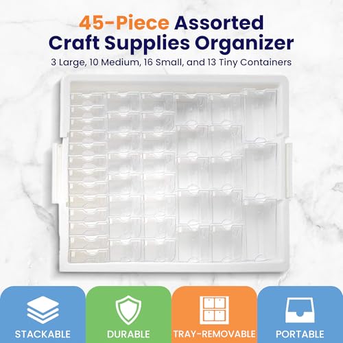 Bead Storage Solutions 45 Piece Assorted Craft Supplies Organizer and Elizabeth Ward 82 Piece Tiny Craft Supplies Organizer, Clear - style: 45-Piece, 82-Piece