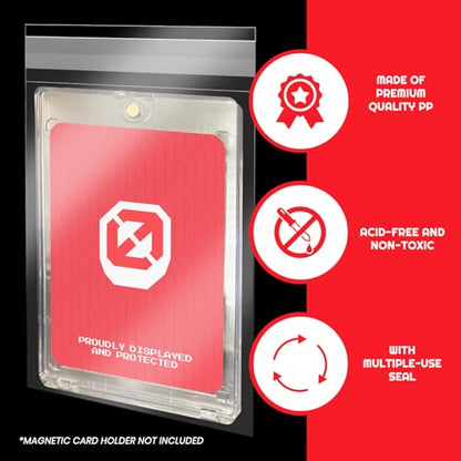 EVORETRO Resealable Team Bags for Trading Cards - 100 Pack Trading Card Team Bags for Toploaders & One-Touch (35pt–100pt) - Acid-Free Crystal Clear TCG Card Sleeves for Storage & Display - size: Resealable Team Bags (Pack of 100)