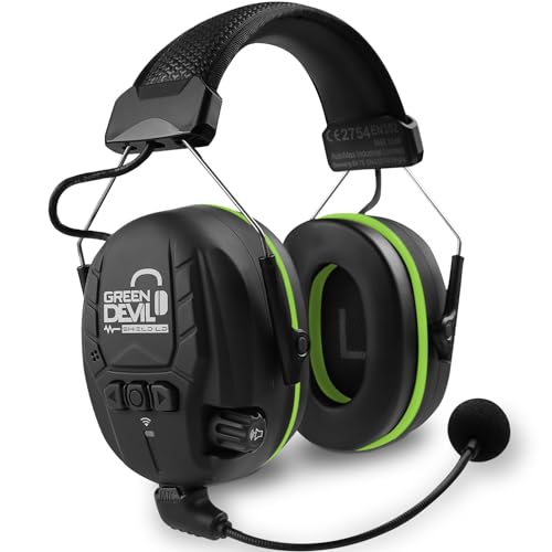 GREEN DEVIL Electronic Bluetooth Hearing Ear Protection Headphones With Boom Microphones 27dB Noise Cancelling Earmuffs - color: Green