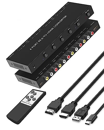 OseTub 4 Port RCA to HDMI Converter with UPGRADE TECHNOLOGY - size: 4 Port RCA to HDMI Converter