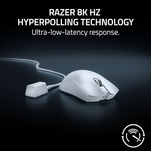 Razer Viper V3 Pro Wireless Esports Gaming Mouse: Symmetrical - 55g Lightweight - 8K Polling - 35K DPI Optical Sensor - Gen3 Optical Switches - 8 Programmable Buttons - 95 Hr Battery - White - color: White, style: 8000 Hz Polling