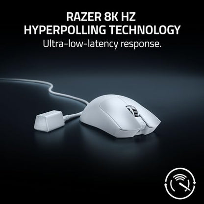 Razer Viper V3 Pro Wireless Esports Gaming Mouse: Symmetrical - 55g Lightweight - 8K Polling - 35K DPI Optical Sensor - Gen3 Optical Switches - 8 Programmable Buttons - 95 Hr Battery - White - color: White, style: 8000 Hz Polling