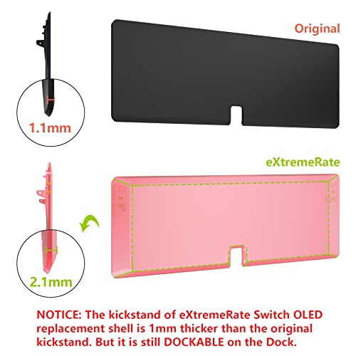 eXtremeRate DIY Full Set Shell for Nintendo Switch OLED, Replacement Console Back Plate & Kickstand, Custom NS Controller Housing with Full Set Buttons for Nintendo Switch OLED - Clear Cherry Pink - color: Clear Cherry Pink