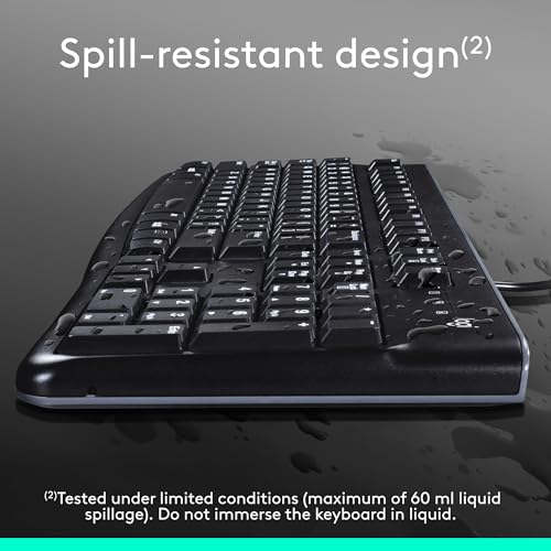 Logitech MK120 Full Size Wired Keyboard and Mouse Combo - Black | Full size wired keyboard, optical wired mouse, USB plug-and-play, Windows only, pc and laptop compatible