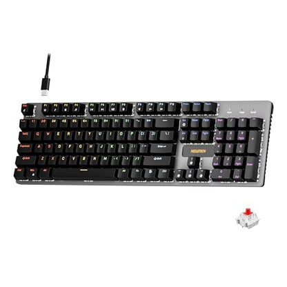 Newmen GM325Pro Mechanical Keyboard,Gaming Keyboard 104 Keys Red Switches | Rainbow LED Backlit,Metal Panel,ABS Black Keycaps,Wired Gaming Mechanical Keyboard for Windows ,Linear Red Switches,QWERTY