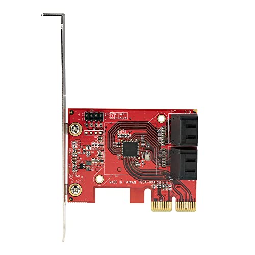 StarTech 4-Port SATA III 6Gbps PCIe Card, Non-RAID (4P6G-PCIE-SATA-CARD) | PCI Express to SATA converter, Stacked SATA connectors, X2 slot, Full/low-profile, NCQ, Port Multiplier, HDD/SSD
