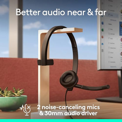 Logitech H570e USB Headset with Microphone, PC and Mac - Black | USB-A connection, inline controls, certified for Microsoft Teams, compatible with PC and Mac, microphone included - size: Teams, style: Mono