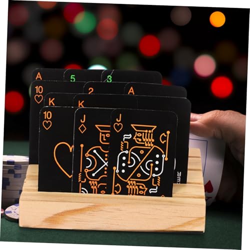 Kisangel Stylish Wooden Playing Card Holder for Easy Viewing Game Card Rack Poker Storage Compact Design