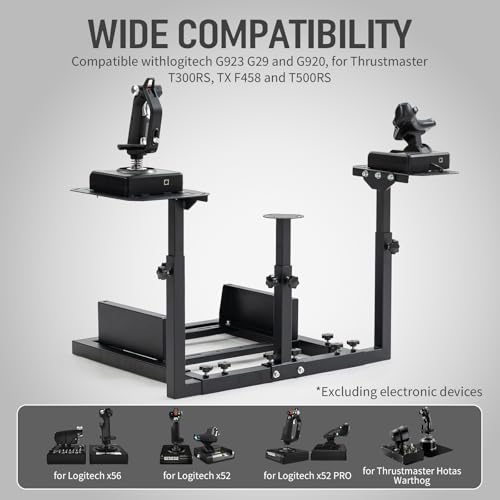 Marada Flight Racing Simulator Cockpit with Black Seat Fit for Thrustmaster A10C Hotas Warthog Adjustable Throttle,Joystick,Keyboard Not Included