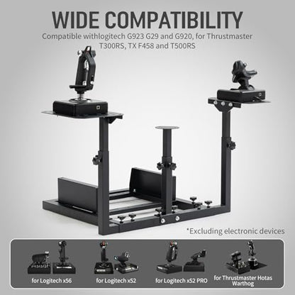 Marada Flight Racing Simulator Cockpit with Black Seat Fit for Thrustmaster A10C Hotas Warthog Adjustable Throttle,Joystick,Keyboard Not Included