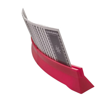 2 Pack Foldable Card Holders for Playing Cards - Playing Cards Holder for Bridge Canasta - Curved Game Card Holder Rack for Adults Seniors Arthritis - style: 2 red