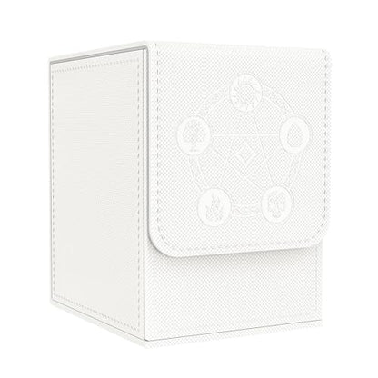 Card Deck Box with 2 Dividers, MTG Commander Deck Box Holds 100+ Double-Sleeved Cards, Leather Magnetic Deck Case Compatible with Magic TCG CCG Cards, White - color: 2. White, size: 100 Double-sleeved Cards Vertical