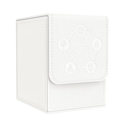 Card Deck Box with 2 Dividers, MTG Commander Deck Box Holds 100+ Double-Sleeved Cards, Leather Magnetic Deck Case Compatible with Magic TCG CCG Cards, White - color: 2. White, size: 100 Double-sleeved Cards Vertical
