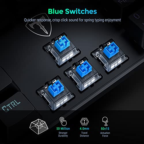 RisoPhy Mechanical Gaming Keyboard, RGB 104 Keys Ultra-Slim LED Backlit USB Wired Keyboard with Blue Switch, Durable Abs Keycaps/Anti-Ghosting/Spill-Resistant Computer Keyboard for PC Mac Xbox Gamer - color: Classic Black