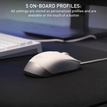 M50, Lightweight Wired Gaming Mouse, Ergonomic Shape for Ideal Comfort and Control, 5 On-Board Profiles, Customizable, USB-A Connection, White