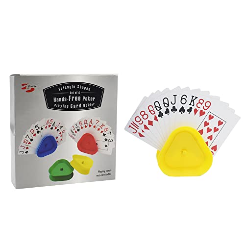 Yuanhe Playing Card Game Holder - Triangle Shaped Hands-Free Poker Holder Tray, 4 Colors, Set of 4 - style: Set of 4