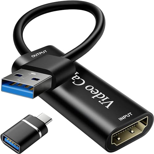 Video Capture Card, 4K USB3.0 HDMI to USB C, 1080P60FPS HDMI Capture Card for Streaming, Gaming, Video Recording Compatible with Switch, Xbox, PS4, OBS, Windows, Mac OS, Zoom(Black) - color: black