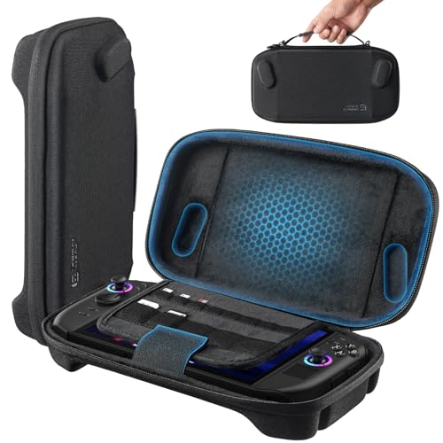 JSAUX Slim Travel Case for Lenovo Legion Go / Go 2, Compact Hard Shell Carrying Pouch for Console, Holds 8 MicroSD Cards and 5 Card Readers, Includes Carry Strap, Black - color: Slim