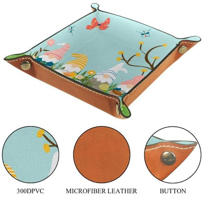 Easter Gnomes Eggs Dice Tray PU Leather Dice Rolling Tray Folding Dice Holder for Dice Games, Like RPG, DND and Other Table Games - color: Multi 5