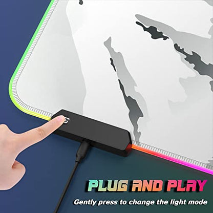 ITNRSIIET RGB Gaming Mouse Pad, Full Desk XL Extended Large Gaming Mousepad, 12 Lighting Modes 30% Thicker Big LED Desk Mat for Gamers, 32 x 12 inches, Japanese Mount Fuji Sakura - color: Japanese Mount Fuji