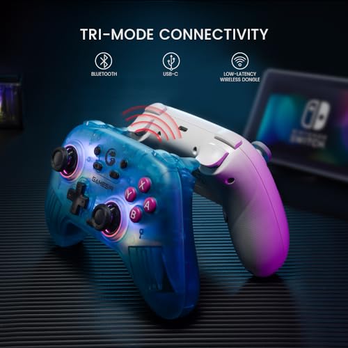 GameSir T4 Nova Wireless Switch Pro Controller - Switch/Lite/OLED, Hall Effect Joysticks, RGB LED, Turbo, Programmable, Motion Control, Wake Up Function (White) (Renewed) - color: White
