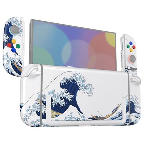 eXtremeRate DIY Replacement Shell Buttons for Nintendo Switch 2, Custom Full Set Back Plate Controller Housing with Buttons for Switch 2 Handheld Console & Joycon 2 - Deluxe Version - The Great Wave - color: The Great Wave