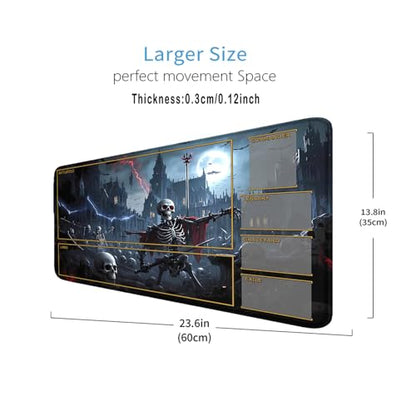 MTG Playmat Stitched Edges, MTG Mat with Zones 24 x 14 inches for MTG DTCG CCG RPG Trading Card Inked Skull Playmats Smooth Rubber Surface Battle Game - color: Pattern10