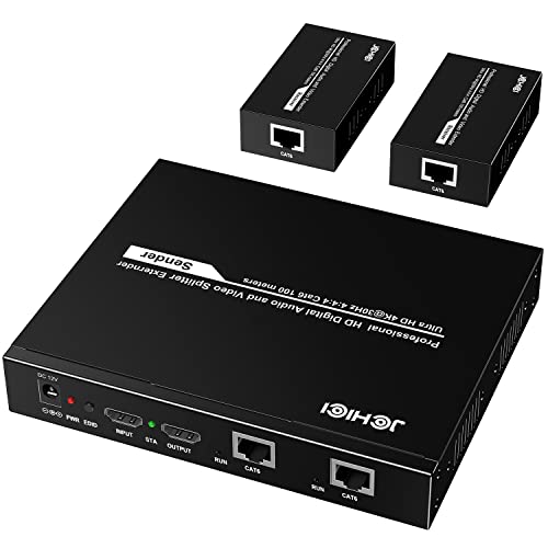 HDMI Extender Splitter 1 x 2, JCHICI 4K@30Hz 100M(328fts) HDMI Splitter with Loopout and EDID Copy Function, Lossless Transmission and Zero Latency, Support 3D - size: HDMI Extender Splitter 1 x 2