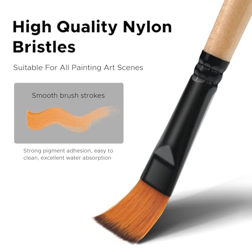 Bougimal 33 Pcs Paint Brush Set, No-Shedding Artist Paint Brushes | Art Paint Brushes with Flat Round Filbert Fan Angle Detail Brush for Acrylic, Oil, Watercolor, for Artists & Beginners - color: Wooden 2