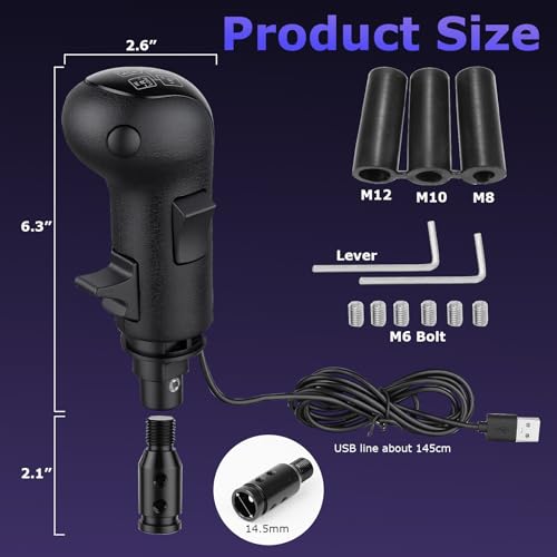 USB Truck Simulator Shifter for PC – 18-Speed ats shifter Compatible with Logi-tech G25/G27/G29/G920 & Thrustmaster TH8A, ETS2 Sim Racing Gear Shift Knob, USB Shifter for american truck simulator Pc