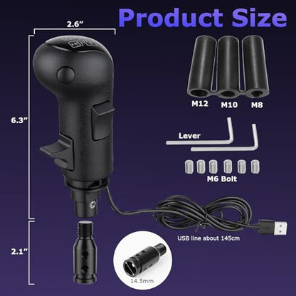 USB Truck Simulator Shifter for PC – 18-Speed ats shifter Compatible with Logi-tech G25/G27/G29/G920 & Thrustmaster TH8A, ETS2 Sim Racing Gear Shift Knob, USB Shifter for american truck simulator Pc