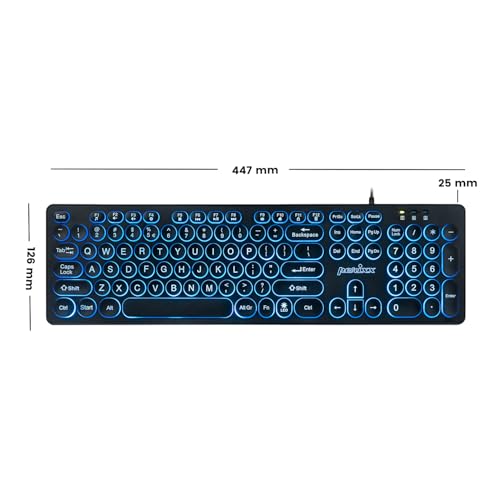 Perixx PERIBOARD-317R Wired Backlit USB Keyboard - Big Print Letter - Tri-Color Illuminated LED - Stylish Round Keycaps - US English - style: Tri-Color Backlit