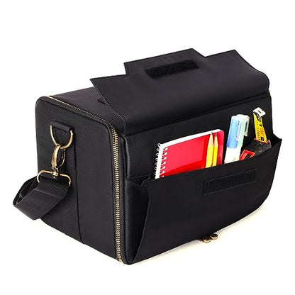 ENHANCE Miniature Figure Satchel - Compact Storage & Carrying Case for DnD Miniatures with Strap, 3 Foam Trays (2 Pre-Cut and 1 Pick & Pluck Tray) - Fits 20mm to 25mm Figures (Small - Standard Base) - size: Small (32 Slots), style: Standard Base Minis