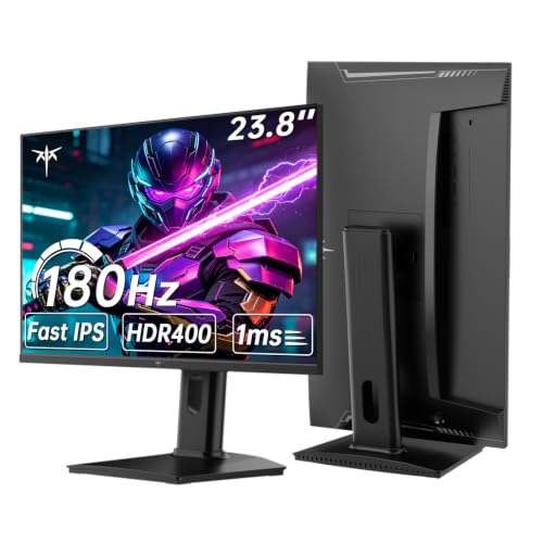 KTC 24 inch QHD 180Hz Gaming Monitor, Fast IPS 1440p, H24T7 | OC 185Hz Computer Monitor, 1ms, G-Sync/FreeSync, HDR400, Height Adjustable, HDMI & DP - color: Black, size: 23.8-inch