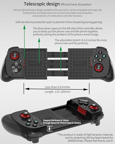 Joso Wireless Mobile Gaming Controller for iPhone/Android, Phone Controller Support Phone Case, Analog Trigger, Play Call of Duty, Genshin Impact, Minecraft, Roblox, Cloud Joystick for iOS Android