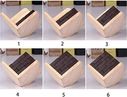 Wooden Brain Teaser Puzzles Box Brain Teasers Wooden Puzzle T-Shaped Geometric Intellectual Jigsaw Logic Cube Puzzles Mind Games for Kids and Adults - color: Coffee