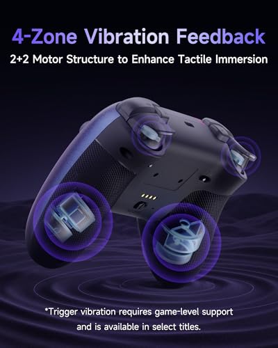 EasySMX X05Pro Wireless Controller for PC – Ergonomic Skin-Like Grip, Quiet-Touch Low-Noise Buttons, Dual-Mode Impulse Triggers, Hall Joysticks, 2 Programmable Buttons, RGB, 1000mAh Battery – PC/Switch/Android/iOS