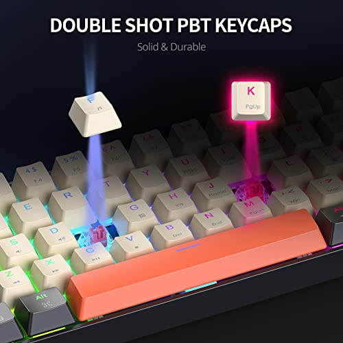 60% Mechanical Keyboard 61-Key Wired Gaming Keyboard with Red Switch RGB Lighting Effect PBT Keycaps Ultra-Compact Mini Keyboard Suitable for Win/Mac(61 Carbon) - color: 61 carbon/Red Swicth